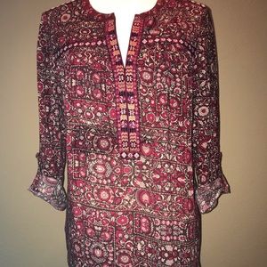 One September Burgundy Print Tunic Top